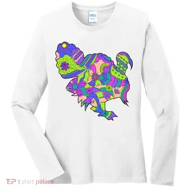 Colorful Turkey Abstract Women's Long Sleeve Shirt