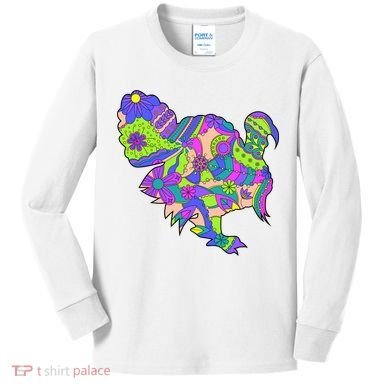 Colorful Turkey Abstract Kids Long Sleeve Shirt