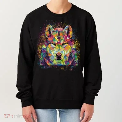 Colorful Wild Wolf Art Pattern Women's Sweatshirt
