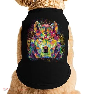 Colorful Wild Wolf Art Pattern Doggie Tank
