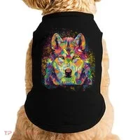 Colorful Wild Wolf Art Pattern Doggie Tank thumb 0