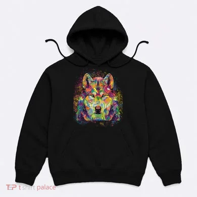 Colorful Wild Wolf Art Pattern Hoodie