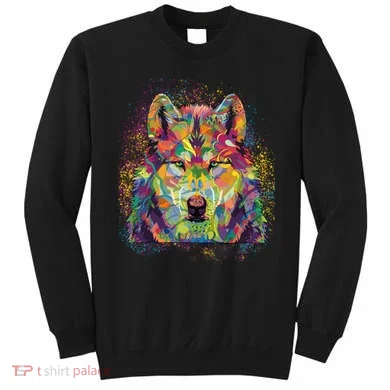Colorful Wild Wolf Art Pattern Sweatshirt