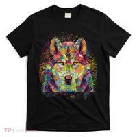 Colorful Wild Wolf Art Pattern T-Shirt thumb 0