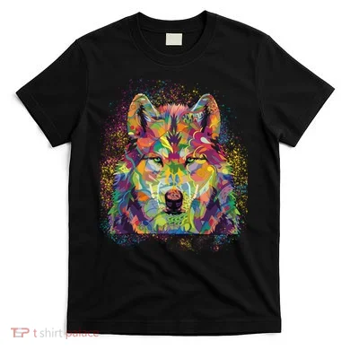 Colorful Wild Wolf Art Pattern T-Shirt