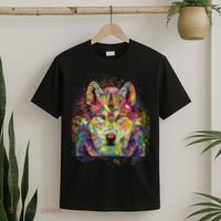 Colorful Wild Wolf Art Pattern T-Shirt thumb 2