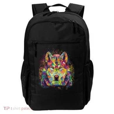 Colorful Wild Wolf Art Pattern Backpack