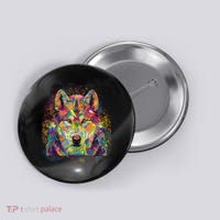 Colorful Wild Wolf Art Pattern Button thumb 0