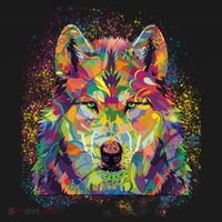 Colorful Wild Wolf Art Pattern Button thumb 1