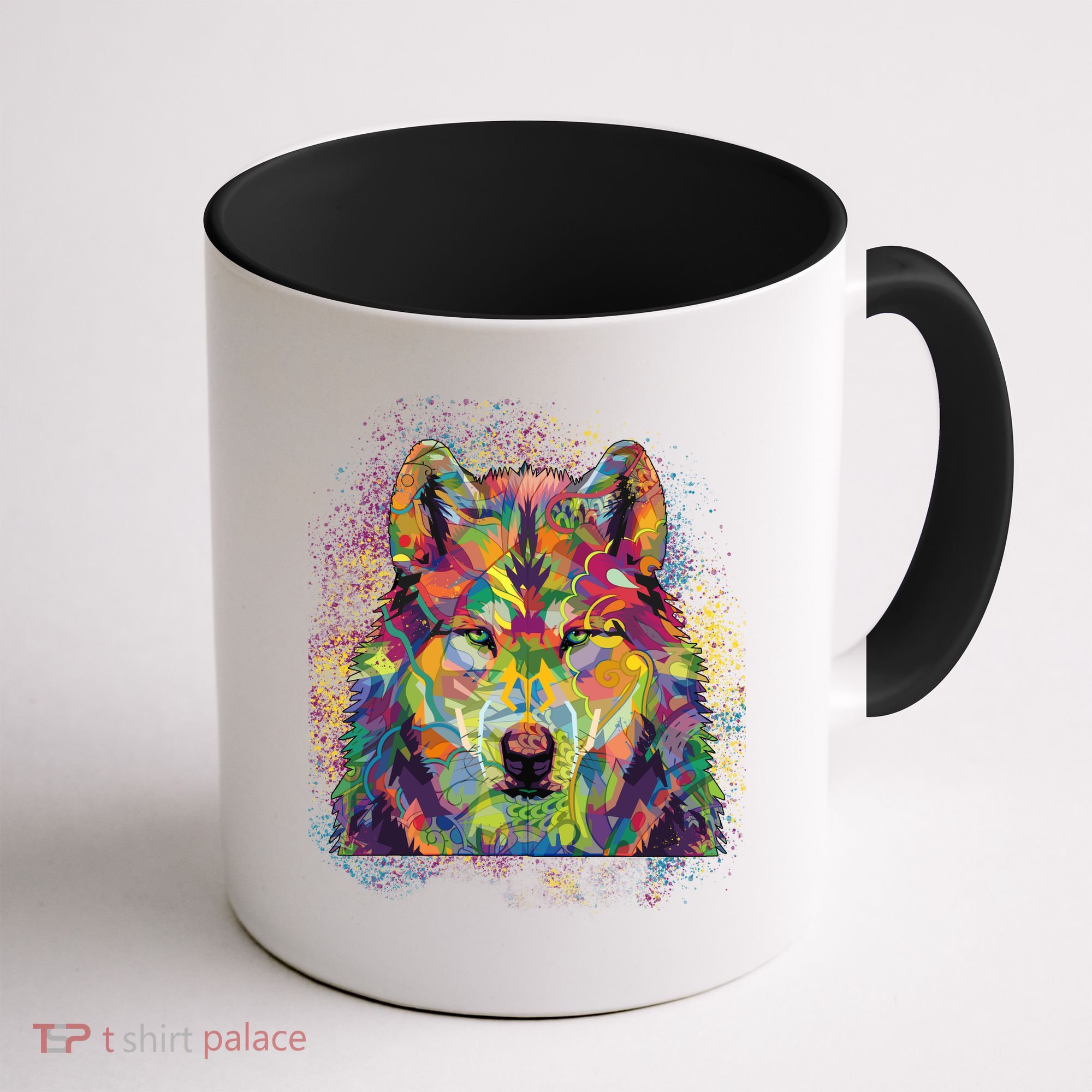 Colorful Wild Wolf Art Pattern Coffee Mug