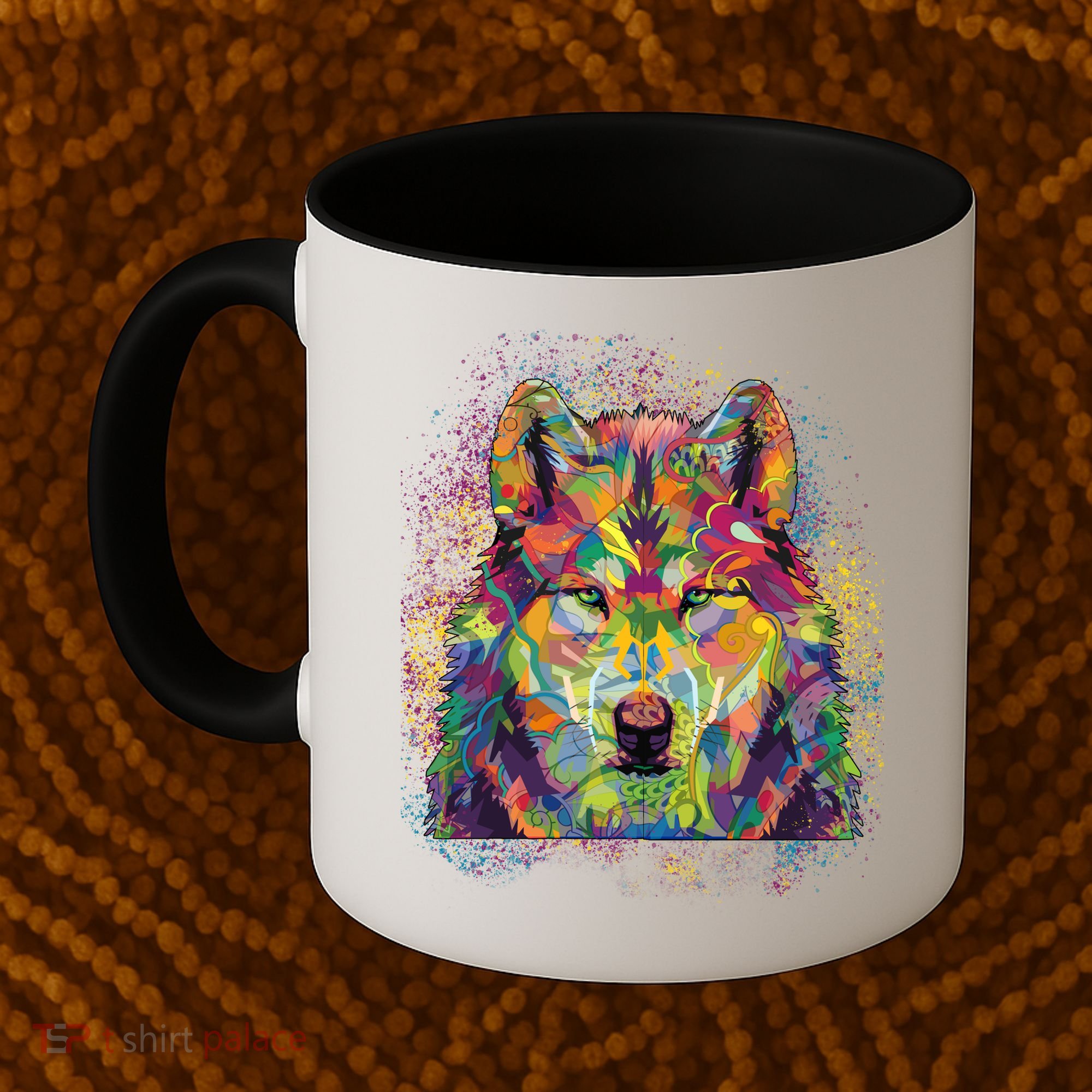 Colorful Wild Wolf Art Pattern Coffee Mug