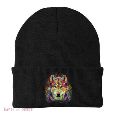Colorful Wild Wolf Art Pattern Beanie