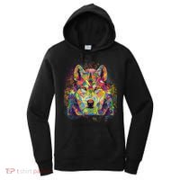 Colorful Wild Wolf Art Pattern Women's Hoodie thumb 0