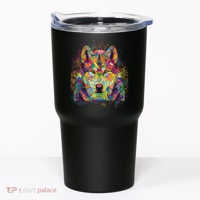 Colorful Wild Wolf Art Pattern Tumbler