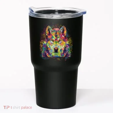 Colorful Wild Wolf Art Pattern Tumbler