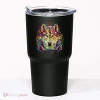 Colorful Wild Wolf Art Pattern Tumbler thumb 0