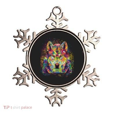 Colorful Wild Wolf Art Pattern Ornament