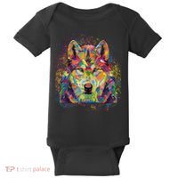Colorful Wild Wolf Art Pattern Baby Bodysuit thumb 0