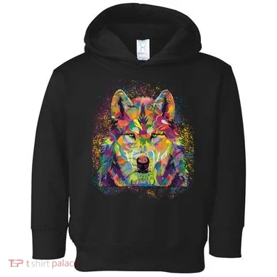 Colorful Wild Wolf Art Pattern Toddler Hoodie
