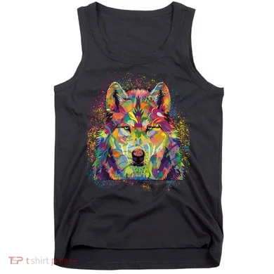 Colorful Wild Wolf Art Pattern Tank Top