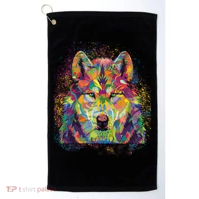 Colorful Wild Wolf Art Pattern Golf Towel