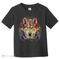 Colorful Wild Wolf Art Pattern Toddler T-Shirt thumb 0
