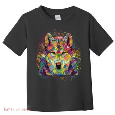 Colorful Wild Wolf Art Pattern Toddler T-Shirt
