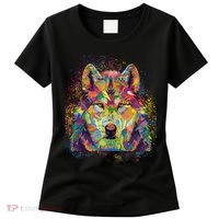 Colorful Wild Wolf Art Pattern Women's T-Shirt thumb 0