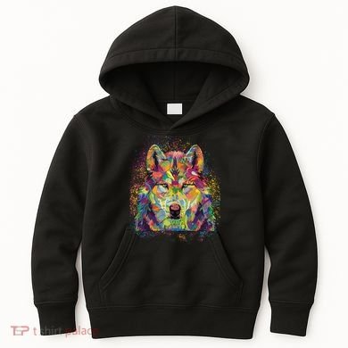 Colorful Wild Wolf Art Pattern Kids Hoodie