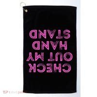 Check Out My Handstand Funny Gymnastics Gift Golf Towel thumb 0