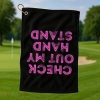 Check Out My Handstand Funny Gymnastics Gift Golf Towel thumb 1