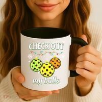 Check Out My Balls Funny Pickleball Christmas Decoration Coffee Mug thumb 3