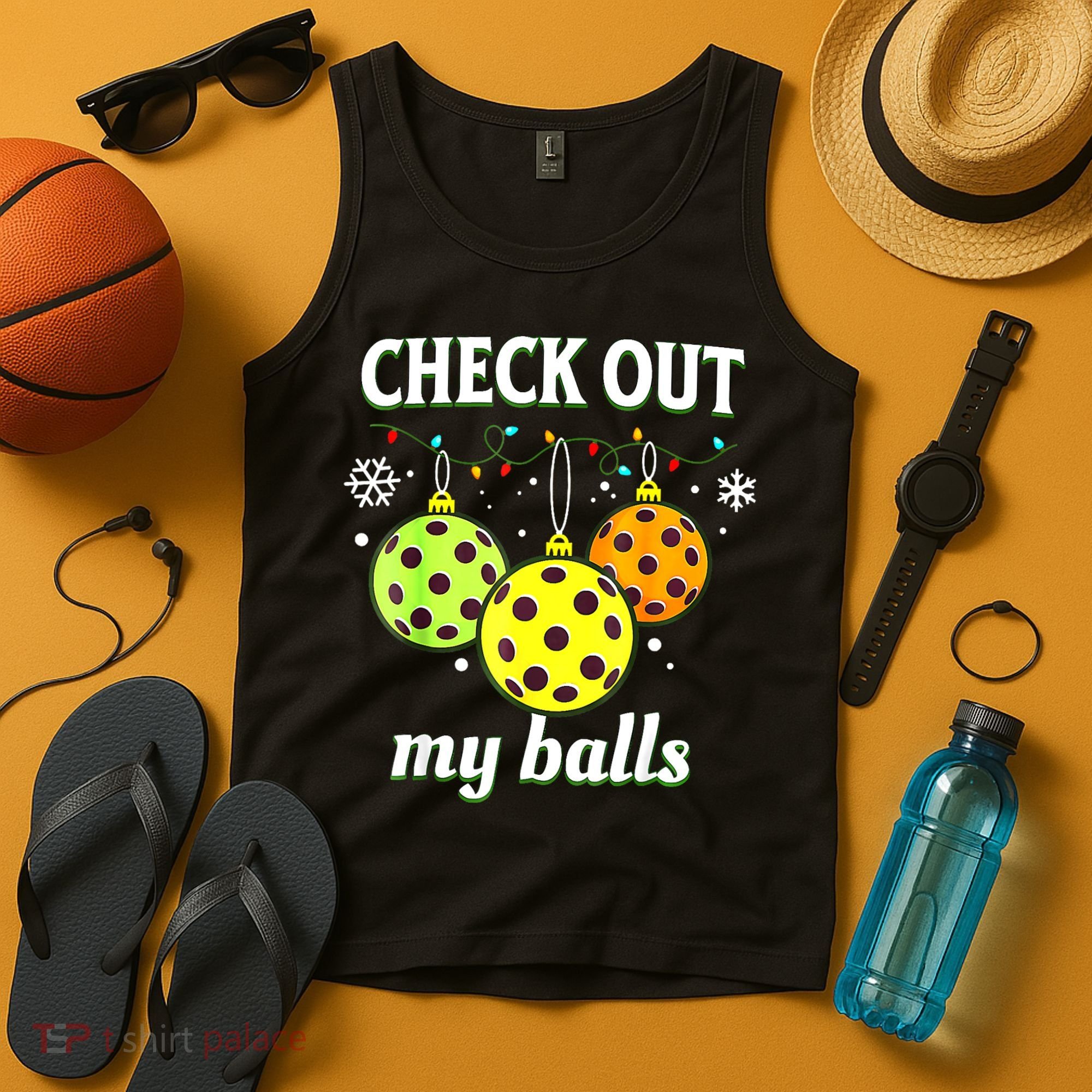 Check Out My Balls Funny Pickleball Christmas Decoration Tank Top