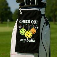 Check Out My Balls Funny Pickleball Christmas Decoration Golf Towel thumb 2