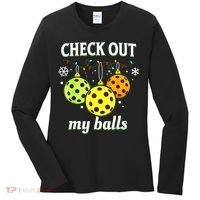 Check Out My Balls Funny Pickleball Christmas Decoration Women's Long Sleeve Shirt thumb 0