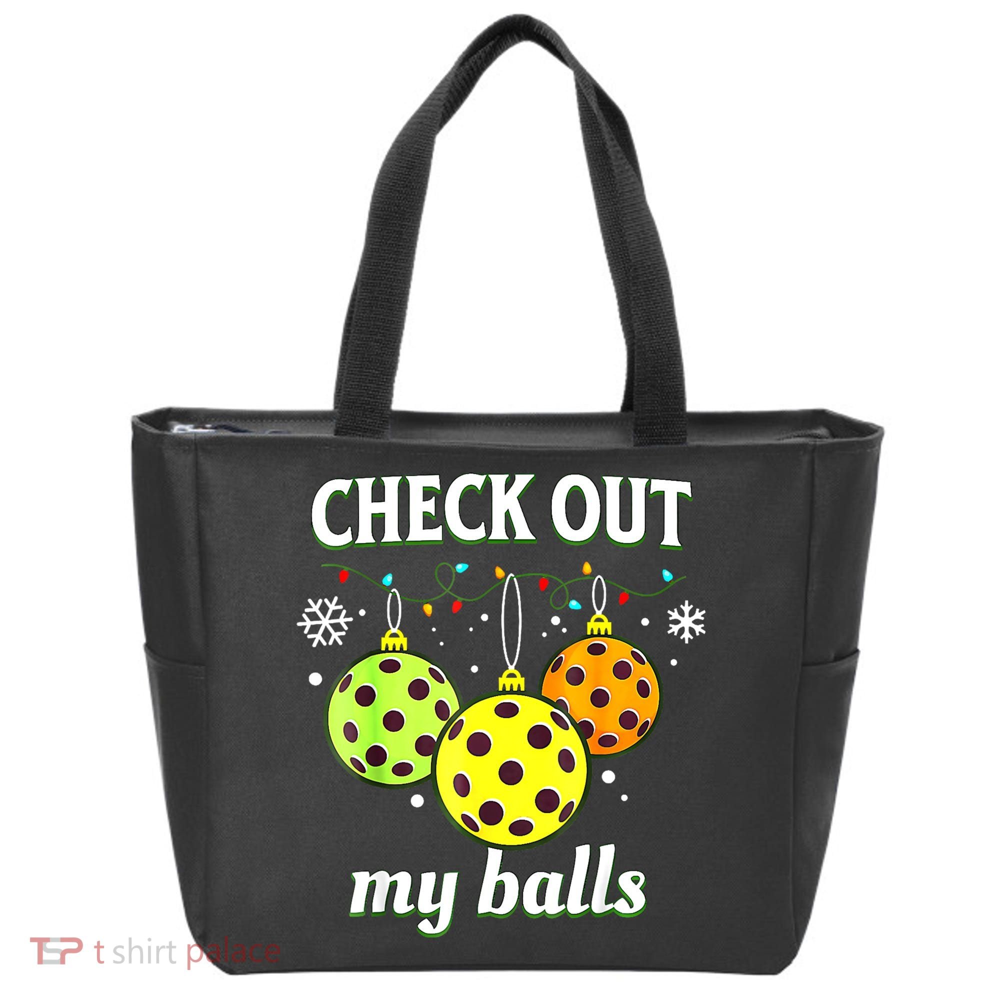 Check Out My Balls Funny Pickleball Christmas Decoration Tote Bag