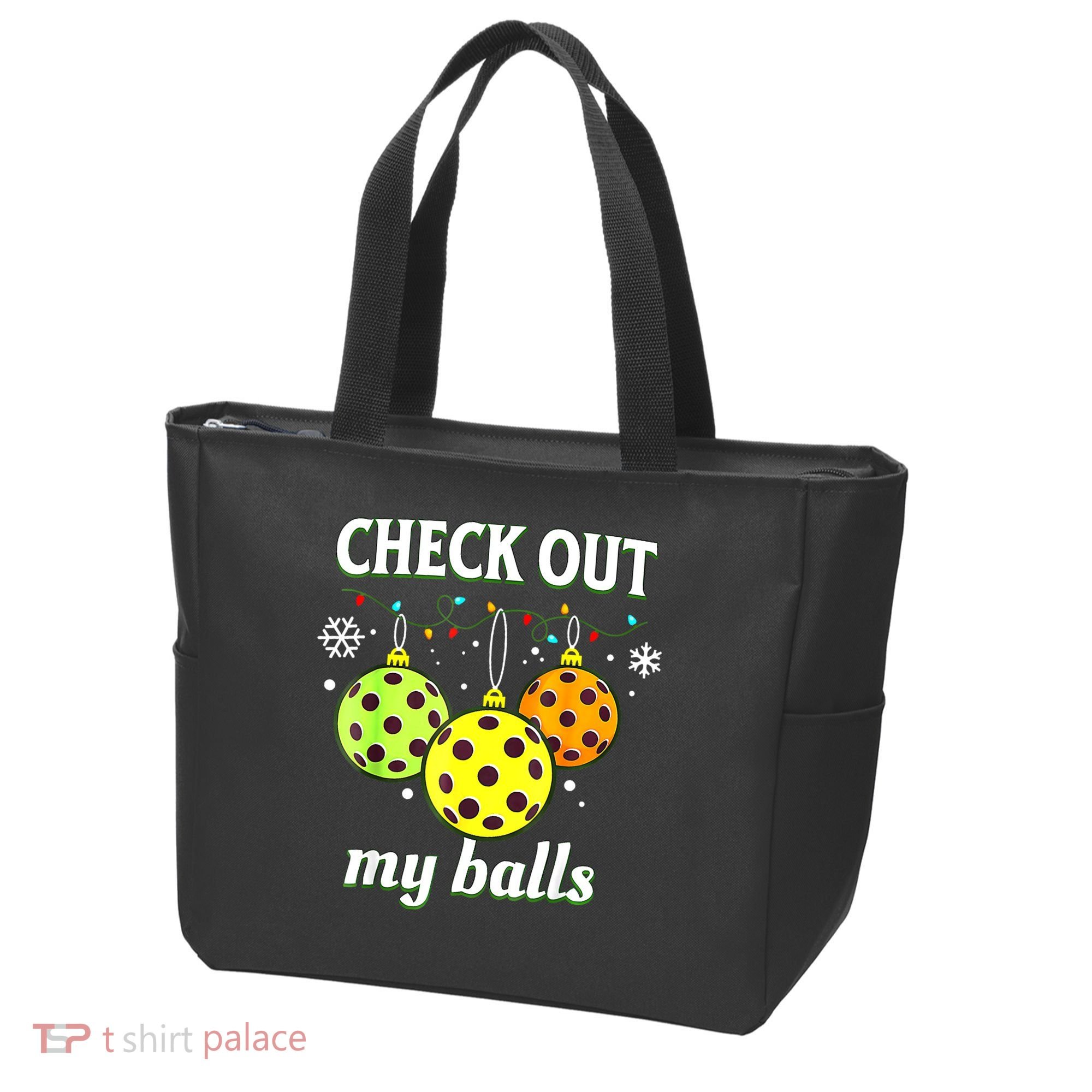 Check Out My Balls Funny Pickleball Christmas Decoration Tote Bag