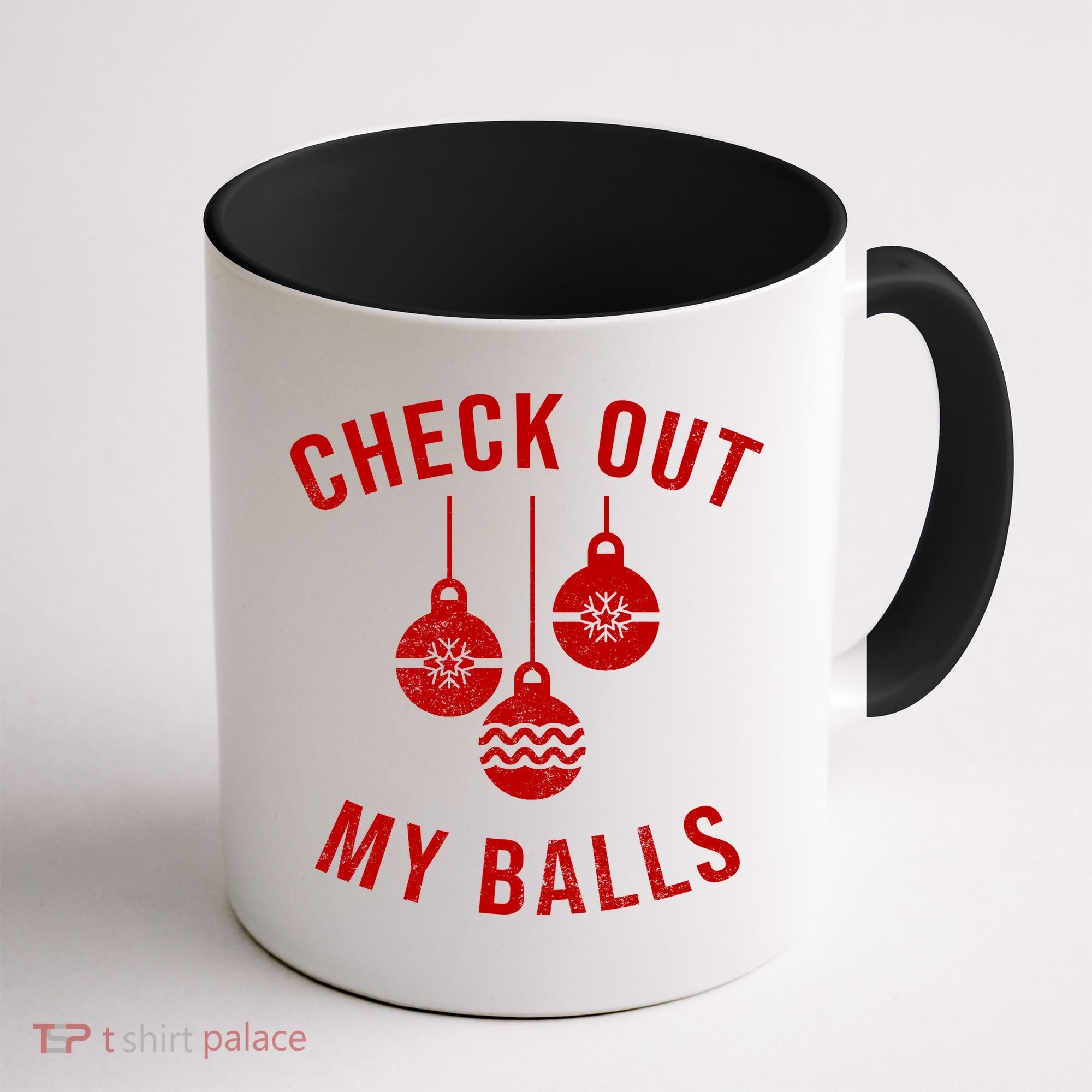 Checkout Out My Balls Funny XMas Christmas Coffee Mug