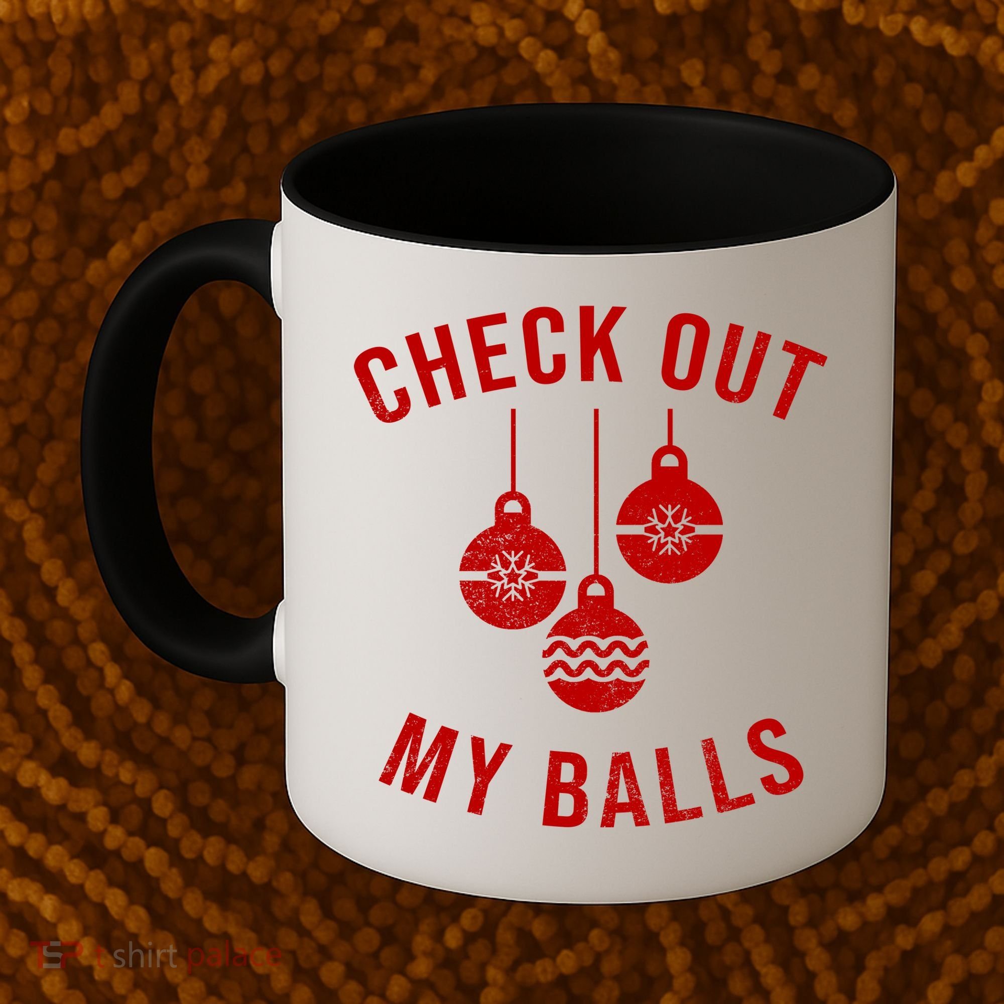 Checkout Out My Balls Funny XMas Christmas Coffee Mug