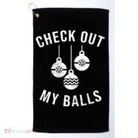 Checkout Out My Balls Funny XMas Christmas Golf Towel thumb 0