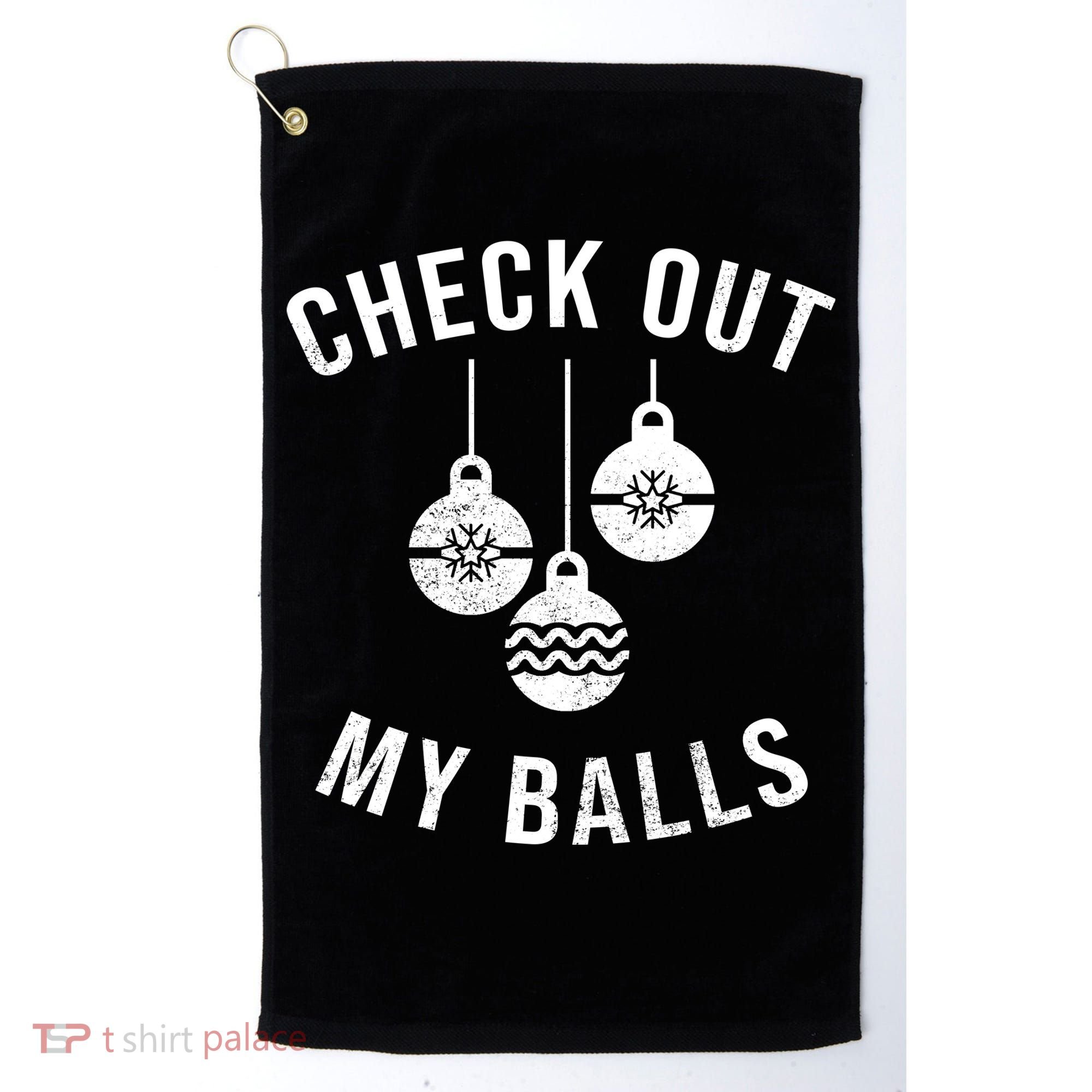 Checkout Out My Balls Funny XMas Christmas Golf Towel