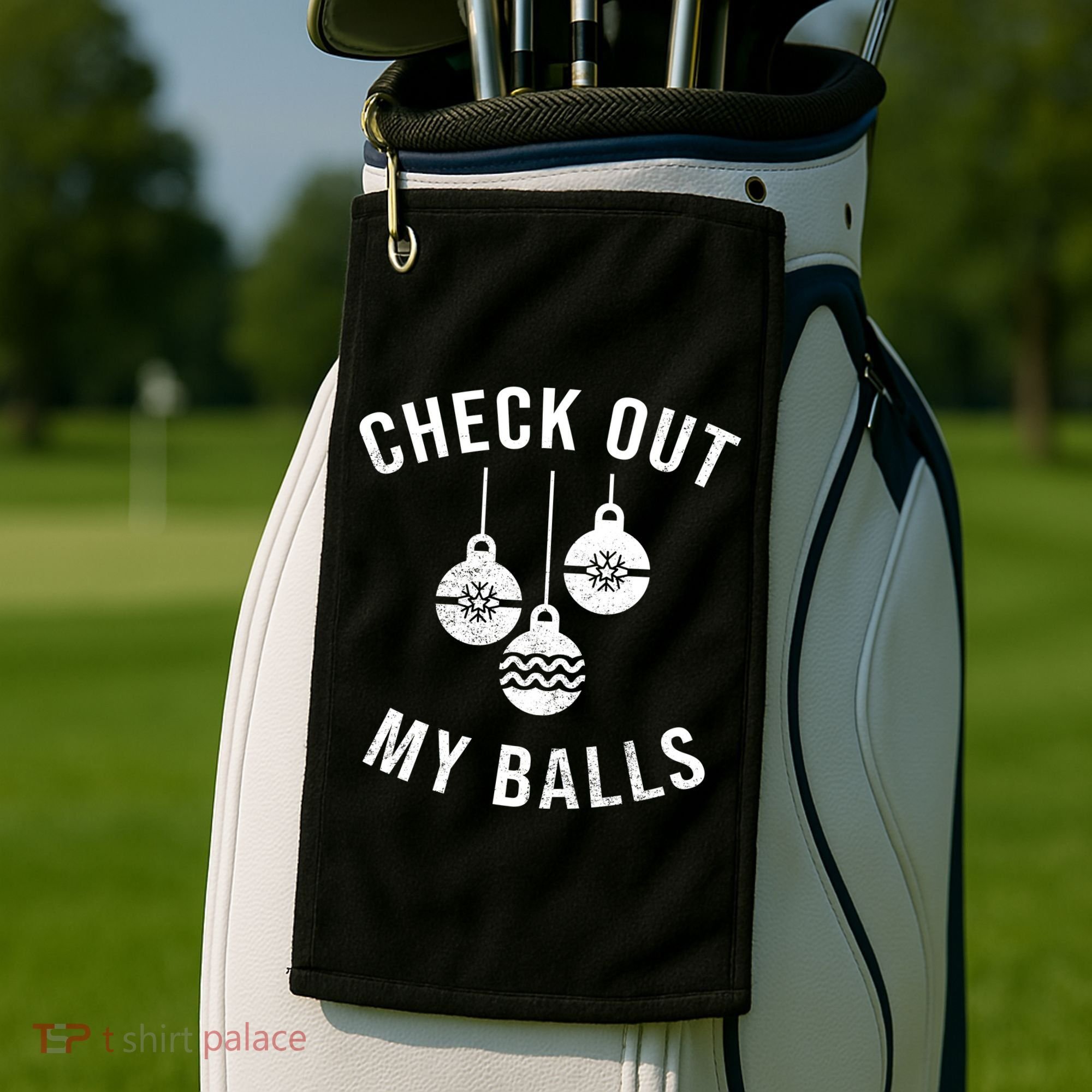 Checkout Out My Balls Funny XMas Christmas Golf Towel