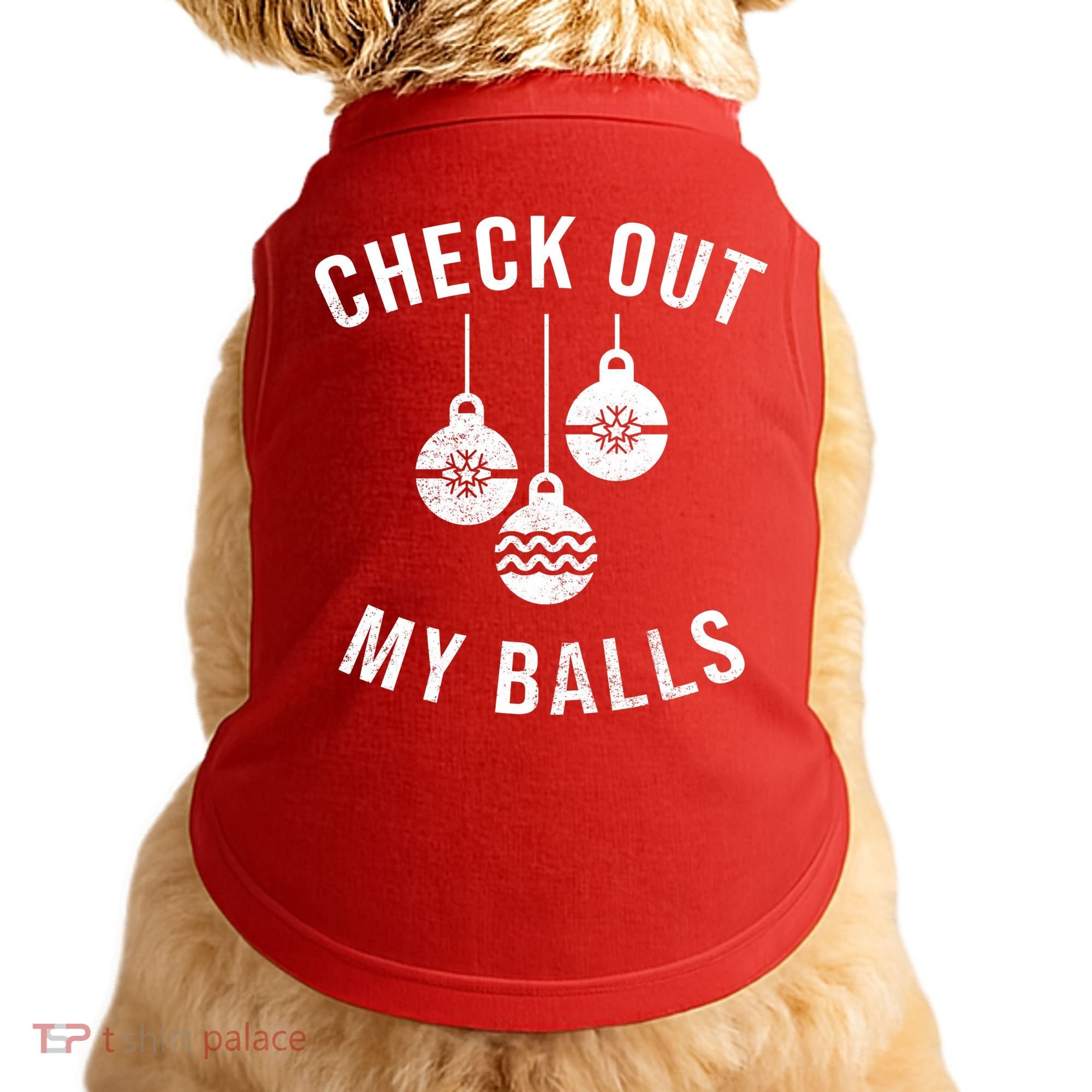 Checkout Out My Balls Funny XMas Christmas Doggie Tank