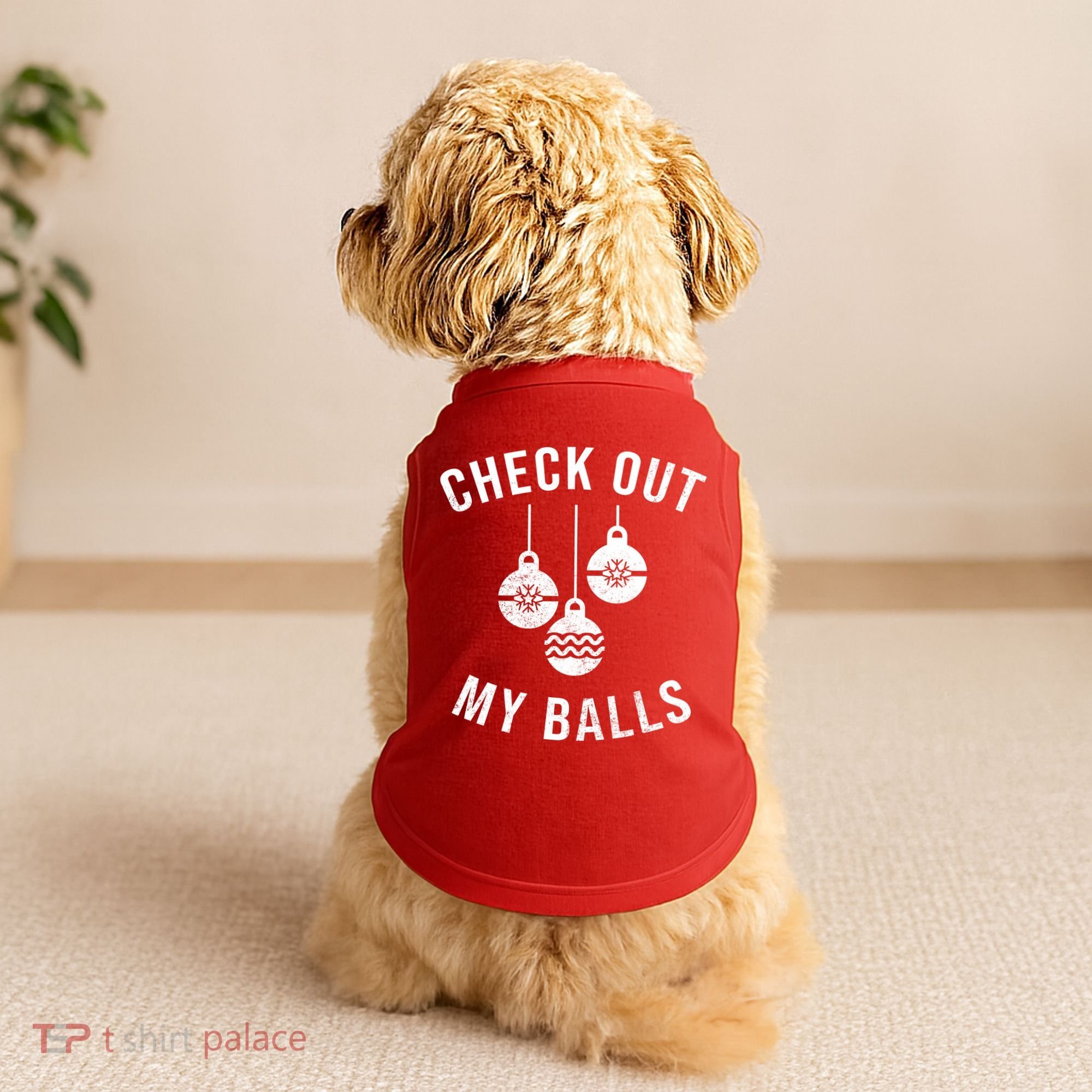 Checkout Out My Balls Funny XMas Christmas Doggie Tank