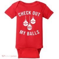 Checkout Out My Balls Funny XMas Christmas Baby Bodysuit thumb 0