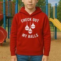 Checkout Out My Balls Funny XMas Christmas Kids Hoodie thumb 2