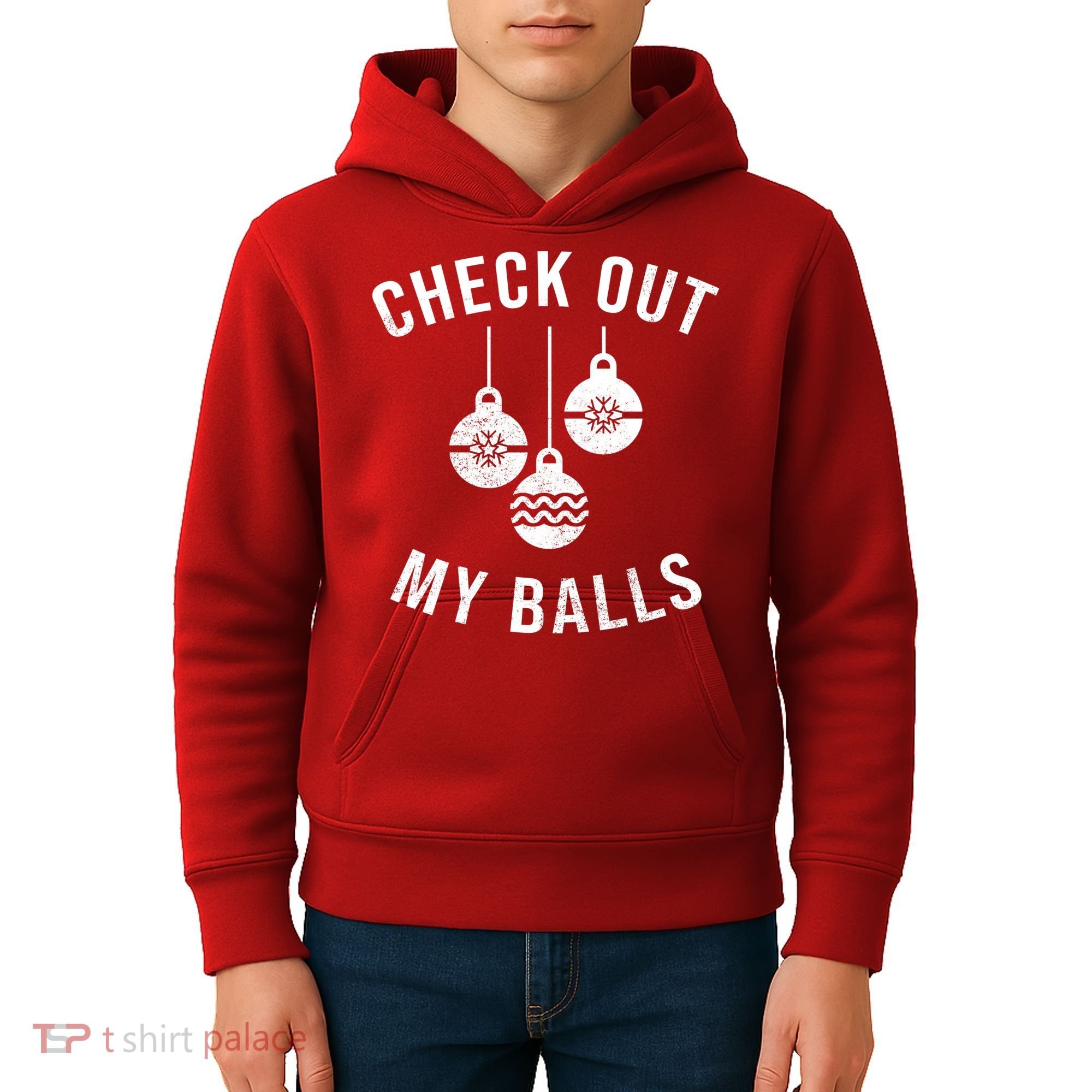 Checkout Out My Balls Funny XMas Christmas Kids Hoodie