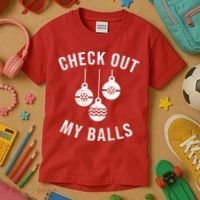 Checkout Out My Balls Funny XMas Christmas Kids T-Shirt thumb 3