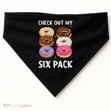 Check Out My Six Pack Donut Funny Gym USA-Made Doggie Bandana