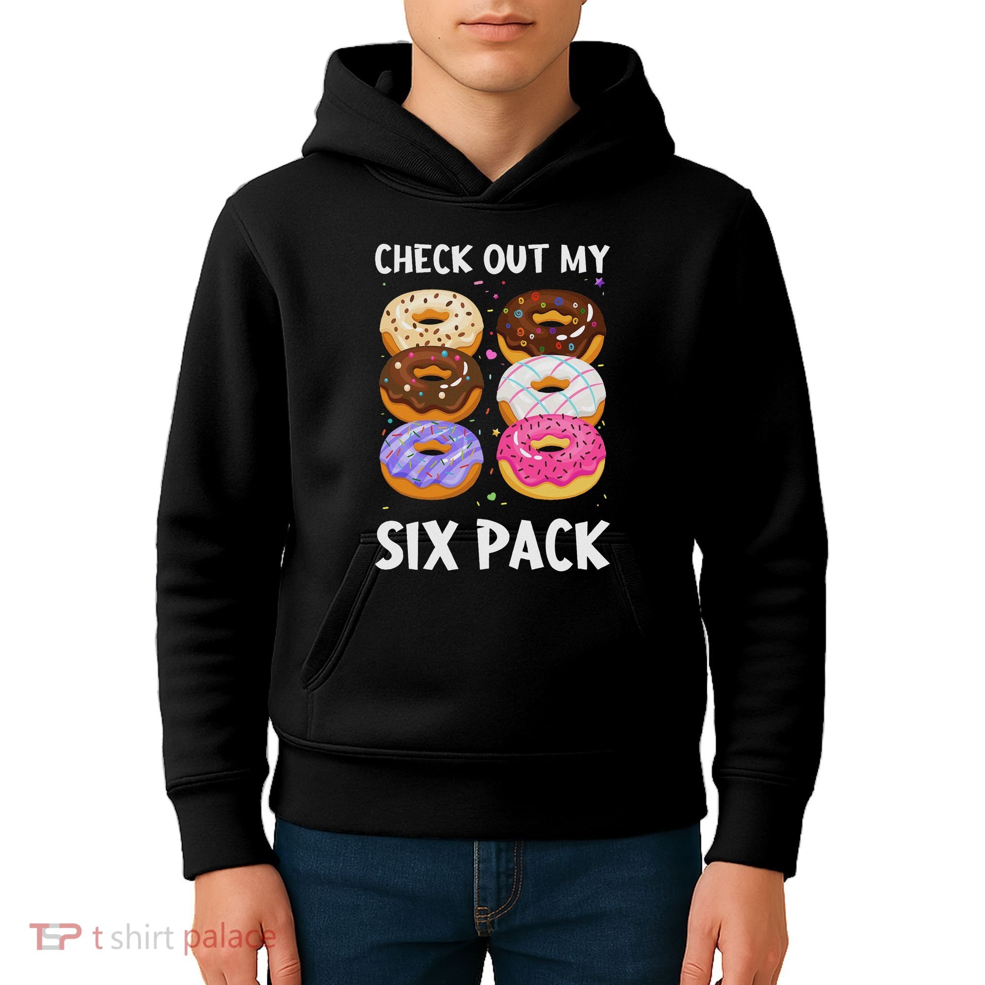 Check Out My Six Pack Donut Funny Gym Kids Hoodie